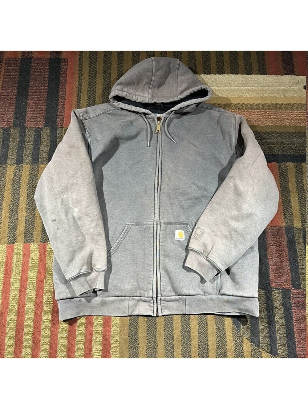 Carhartt heavily faded gray full-zip hoodie Mens